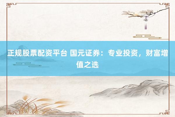 正规股票配资平台 国元证券：专业投资，财富增值之选