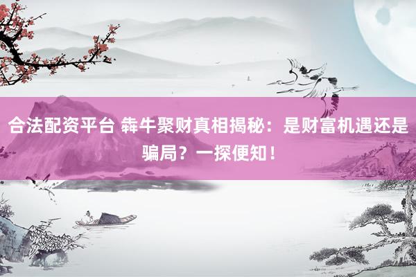 合法配资平台 犇牛聚财真相揭秘：是财富机遇还是骗局？一探便知！