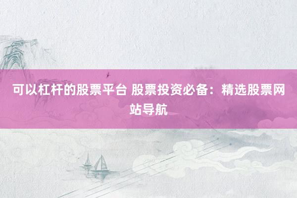 可以杠杆的股票平台 股票投资必备：精选股票网站导航