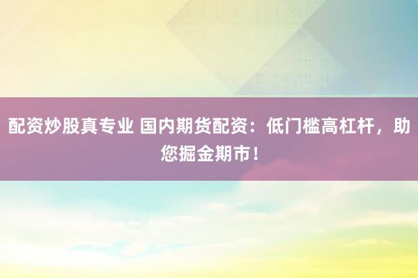 配资炒股真专业 国内期货配资：低门槛高杠杆，助您掘金期市！