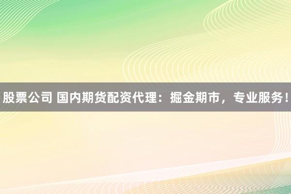 股票公司 国内期货配资代理：掘金期市，专业服务！