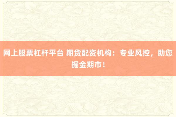 网上股票杠杆平台 期货配资机构：专业风控，助您掘金期市！