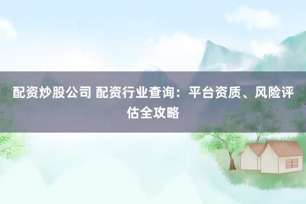 配资炒股公司 配资行业查询：平台资质、风险评估全攻略