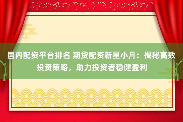 国内配资平台排名 期货配资新星小月：揭秘高效投资策略，助力投资者稳健盈利