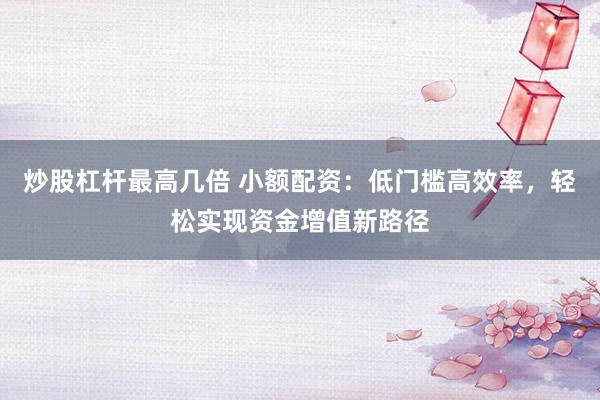 炒股杠杆最高几倍 小额配资：低门槛高效率，轻松实现资金增值新路径