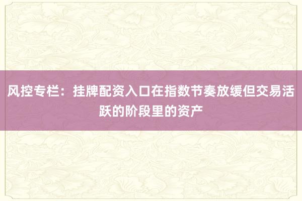 风控专栏:挂牌配资入口在指数节奏放缓但交易活跃的阶段里的资产