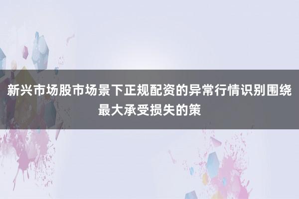 新兴市场股市场景下正规配资的异常行情识别围绕最大承受损失的策