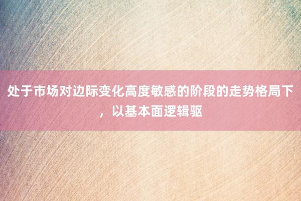 处于市场对边际变化高度敏感的阶段的走势格局下，以基本面逻辑驱