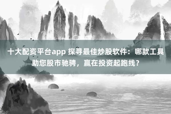 十大配资平台app 探寻最佳炒股软件：哪款工具助您股市驰骋，赢在投资起跑线？