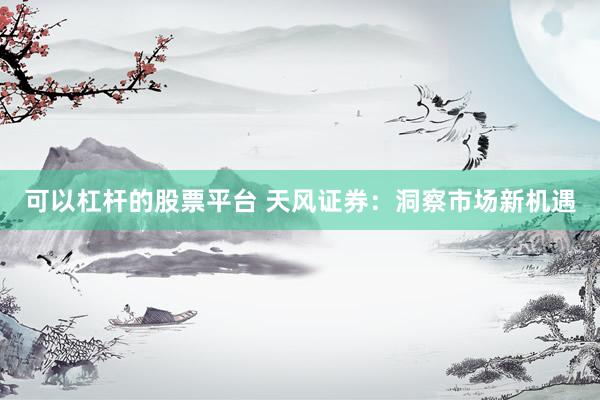 可以杠杆的股票平台 天风证券：洞察市场新机遇