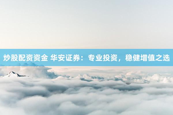 炒股配资资金 华安证券：专业投资，稳健增值之选